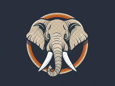 Elephant Head Mounted On A Circular Panel Logo animal elephant head jumbo jungle logo mammoth memory tusks