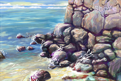 The Shore cliff digit digital art drawing illustration rocks sea