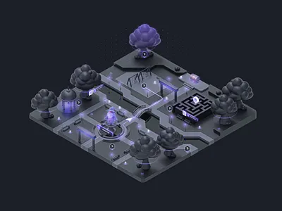 Isometric Illustration for AR App 3d app ar cyber data design digital game illustration isometric layer park quest ui virtual web