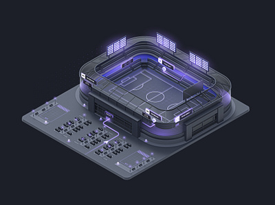 Isometric Illustration for AR App app ar cyber data design digital football game graphic illustration isometric layer stadium ui virtual web