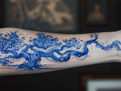 Indigo Tree Tattoo blue tattoo forearm tattoo imagella indigo tattoo inked inking tattoo tattoo download tattoos