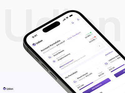 All-in-One Investment App app apple clean crypto design e money finance financial app fintech fintech app investment ios mobile app money purple saas stock transactions history ui white