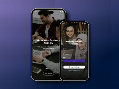 Mobile App Login Design for Business app business get started login screen ui