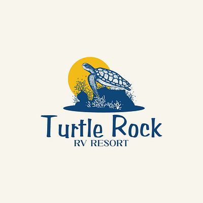 Turtle Rock Logo brand identity branding design emblem graphic design hand drawn logo logo turtle turtle logo under water vintage vintage logo vintage turtle