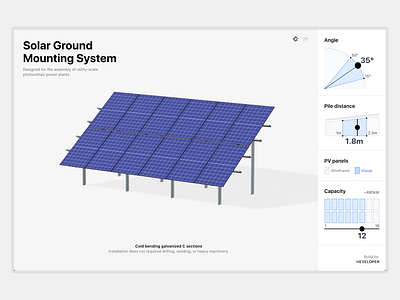 Solar mounting systems blender configurator customization interactive mounting pv react solar system three.js ui visualisation