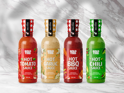 Bold Fire Hot Sauce bottle label design branding food packaging hot sauce label design packaging design product label product packaging sauce sauce label design spicy spicy packaging typography