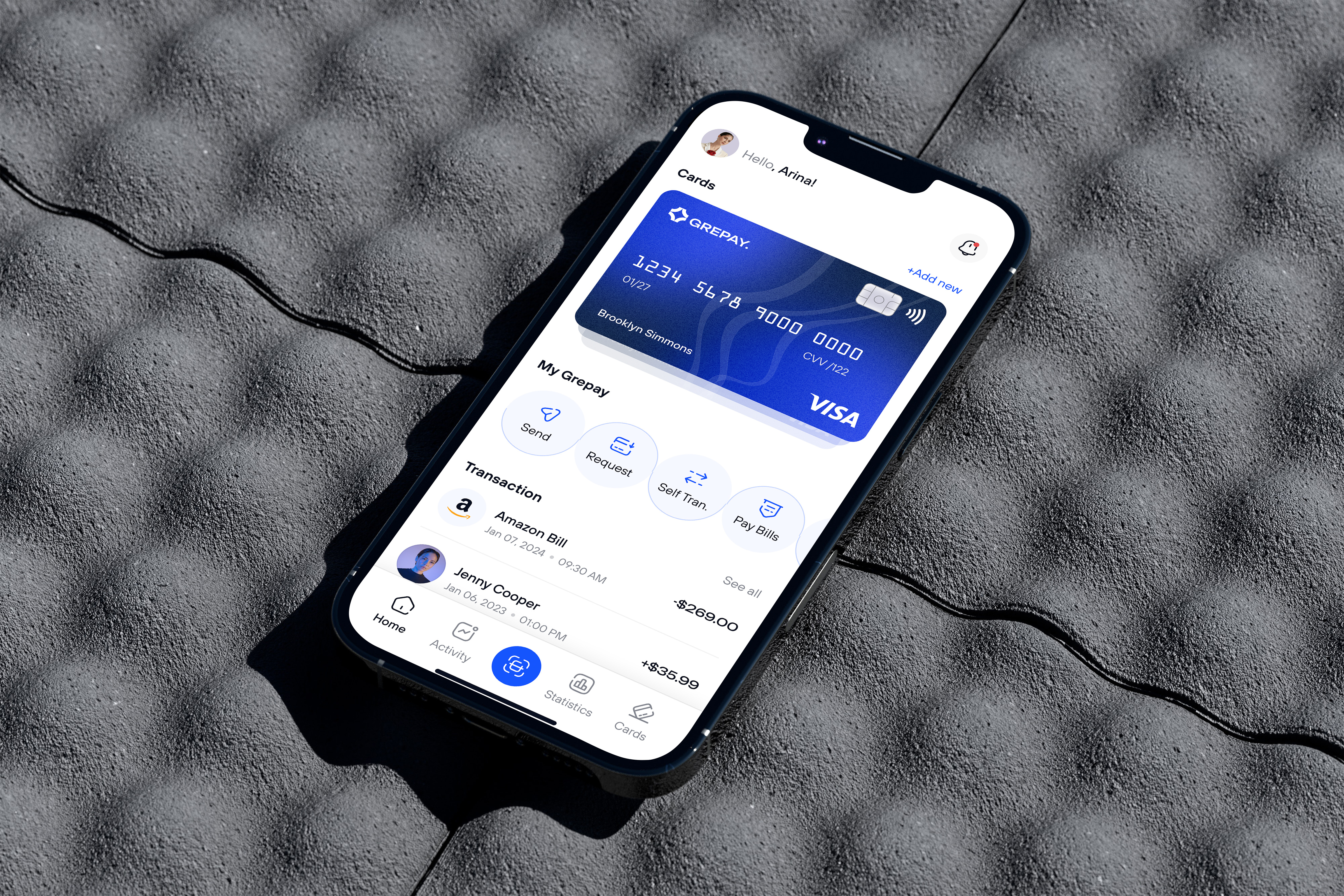 GrePay - Finance and Online Payment App UI Kit analytics banking app digital banking finance app finance management fintech grepay ios app mobile mobile app money management online payment saving goal app split bill app transection ui ui kit ux visual design wallet app