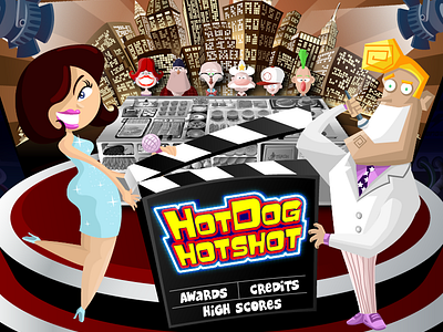 HotDog HotShot - Casual Game 2d 2d game 2d illustration adobe illustrator background art background illustration casual game design digital art game items game map game screen hotdog illustration logo manhattan map illustration online game ui vector