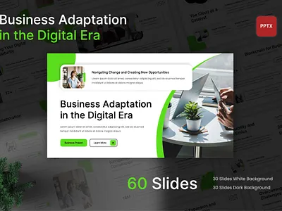 Business Adaptation in the Digital Era PowerPoint Template adaptation agency business company corporate creative design digital era message portfolio powerpoint presentation project proposal target template typography