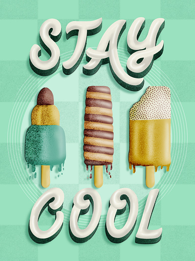 Stay Cool Ice Cream Illustration art licensing design drawing challenge female illustrator greeting card hand drawn hand lettering icecream illustration procreate stay cool summer