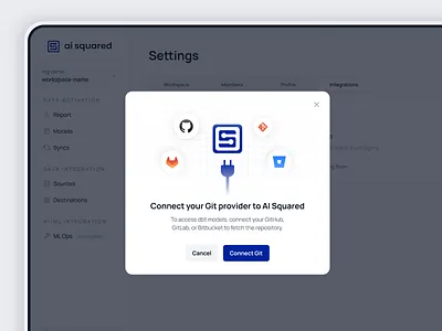 Connect Git - Integration Modal blue branding connect data design figma graphic design illustration integration light minimal modal plugin popup simple ui ui ux ui design uidesign white