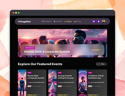 VirtuGather UI Blueprint: Guidelines for Seamless Design bentobox branding design system metaverse platform ui