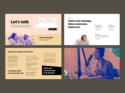 Podcast agency website branding collage images layout responsive sections vibrant webdesign website website sections