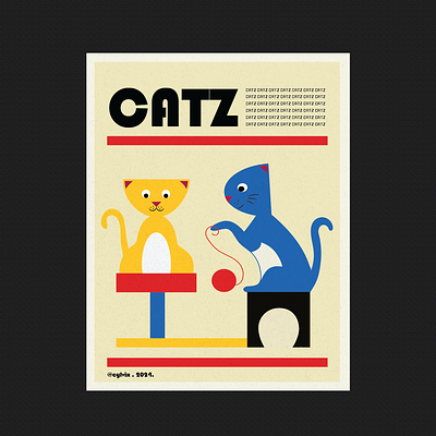 Cat posters bauhaus cats illustration poster vintage