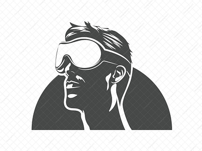 Spatial Computing Headware Logo eye protection goggles graphic design headsup logo logos looking up male spatial virtual reality visor wearable