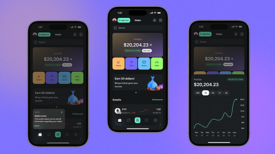 UI Concepts for iOS Crypto Wallet 📱 application bento crypto crypto wallet design free freebie illustration ios mobile mobile app modern shot ui ux wallet