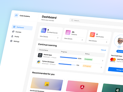 Design Concept for an Education Dashboard dashboard education graphic design study programming ui ux ux ui web design