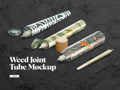 Weed Joint Pre-Roll Tube Mockup crushed