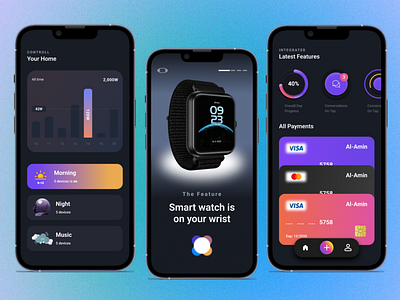 Smart Watch Mobile App Design appdesign appinterface branding design mobileappdesign smart watch mobile app design smartwatchdesign ui uiuxdesign userexperience