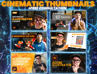 cinematic Thumbnails 3d animation branding concept design graphic design illustration inspiration logo motion graphics pack seo thumbnail ui vector youtube youtube marketing