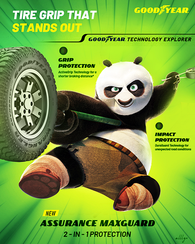 Creative Ad for Goodyear Tyres in a Kunfu Panda Movie Style advertisement branding design graphic design illustration logo movie poster ui vector