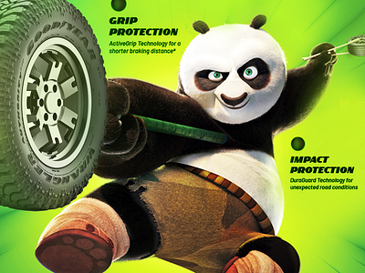 Creative Ad for Goodyear Tyres in a Kunfu Panda Movie Style advertisement branding design graphic design illustration logo movie poster ui vector