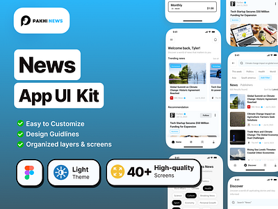 Pakhi News - News App UI Kit app kit figma figma designer graphic design mobile app mobile app kit news app piyush608 product designer ui ui designer uikit ux designer