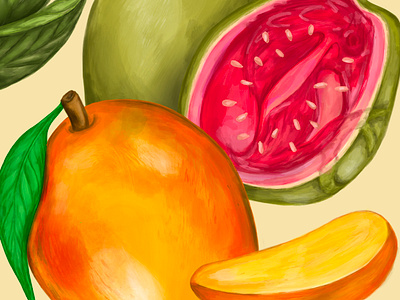 Mango Painting for Sour Beer Label beer label colorful design digital illustration digital painting food fresh fruit guava illustration illustration art illustrator mango painting sour sour beer summer