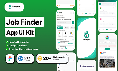 Nice Job - Job Finder App UI Kit app kit figma app front end developer graphic design piyush608 ui ui designer ui developer uikit uiux ux designer website designer