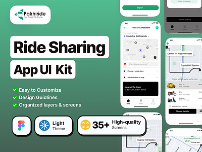 Pakhiride - Ride Sharing App UI Kit faster coder figma app graphic design mobile app piyush608 ui ui designer uikit ux designer website designer