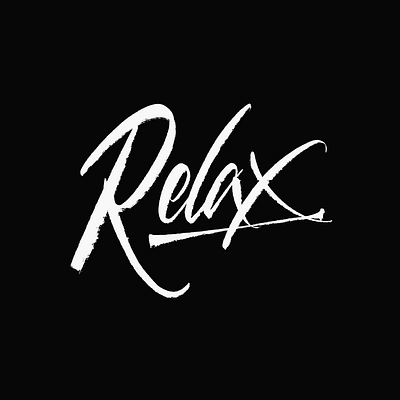 Relax apparel branding brush calligraphy clothing custom lettering logotype relax rulling pen screen printing textured wordmark logo
