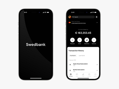Swedbank Mobile App account app bank dark finance investing ios iphone money product design swedbank ui ux