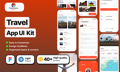 Trip Tourava Agent - Travel App UI Kit graphics designer mobile app piyush608 product designer ui ui designer uikit uiux ux designer website designer