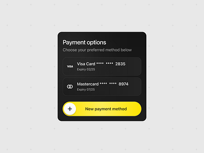 Payment Options card options component design fintech payment gateway payments ui