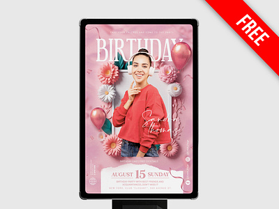 Free Birthday Poster PSD Template birthday poster design free free poster free psd freebie illustration poster poster design poster template psd psd template