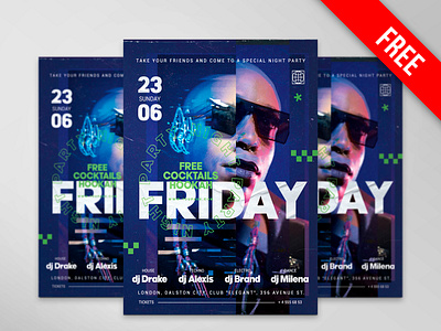 Free Friday Night Flyer PSD Template club flyer design flyer design free free design free flyer free psd freebie illustration party flyer psd psd flyer psd template