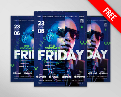 Free Friday Night Flyer PSD Template club flyer design flyer design free free design free flyer free psd freebie illustration party flyer psd psd flyer psd template