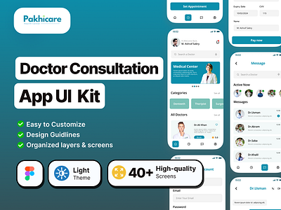 Pakhicare - Doctor Appointment App UI Kit figma figma app designer html developer mobile app pakhicare ui designer ux designer website designer