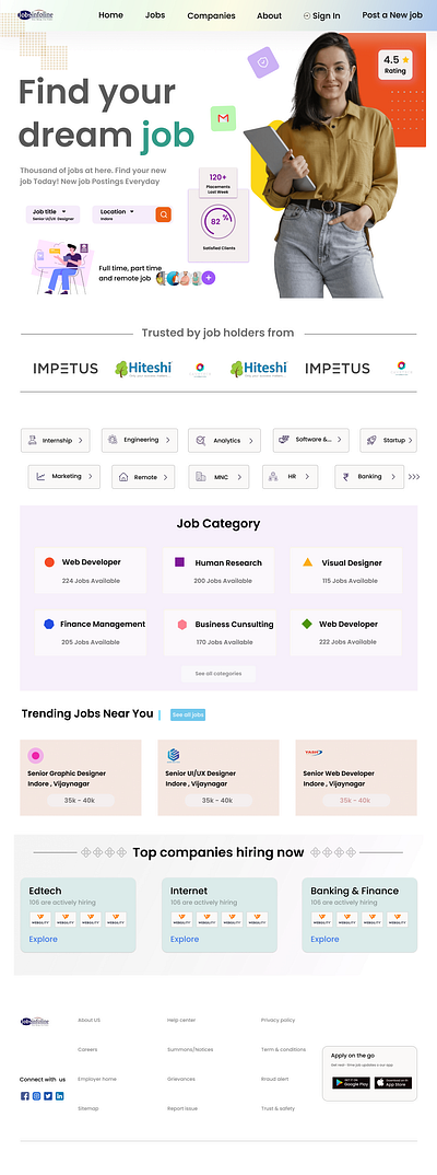 Job web page branding graphic design logo ui