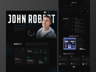 Portfolio - Landing Page blue creative dark mode digital figma homepage landing landing page layout minimalist design portfolio responsive design ui user experience ux web design