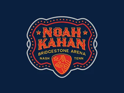 Noah Kahan Nashville Merch badge bar sign branding broadway concert crest custom type dog german shepherd landscape location matthew doyle music city nashville neon noah kahan patch tennessee travel wordmark