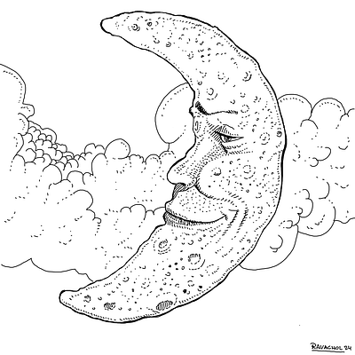 Man on the Moon illustration moebius procreate