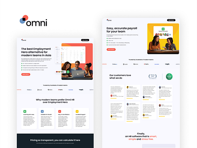 Omni HR Landing Page Design animation branding design graphic design landing page landing page design typography ui ux