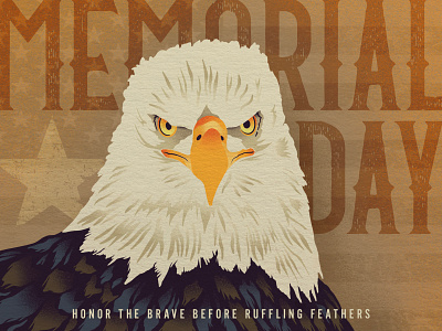 Memorial Day america american bald beak bird brave custom day eagle feathers flag holiday honor illustration memorial military procreate serve star usa