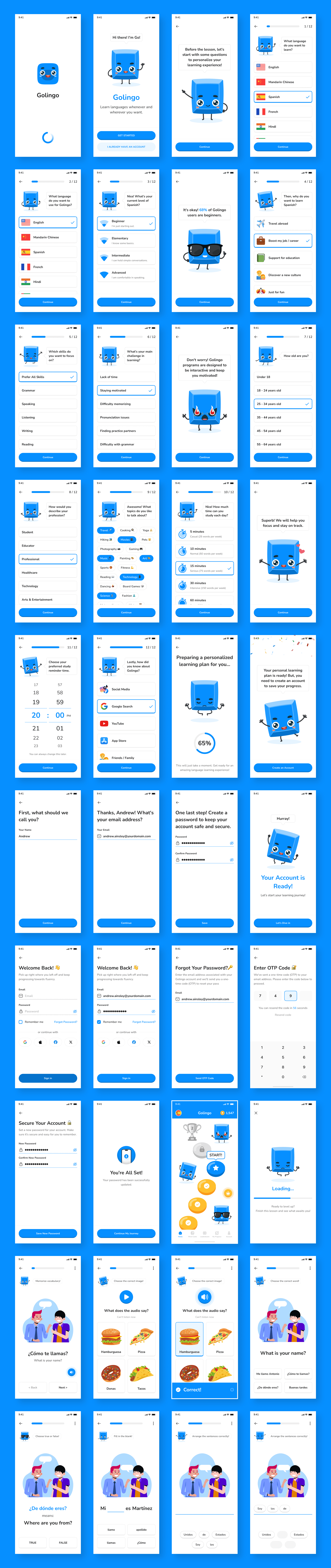 Example of Language Learning App UI Kit