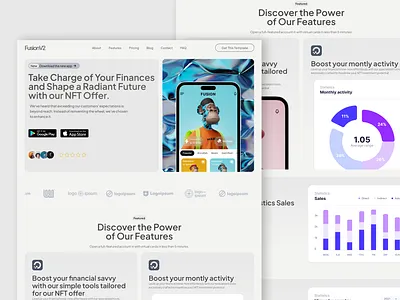 Fusion V2 - SaaS NFT Template animation design frontend landing page nextjs sell ui website