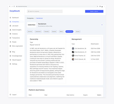 Ownership - Research & Analysis App app data design enterprise productdesign saas softwaredesign ui uidesign ux uxdesign webapp