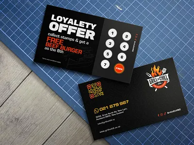 Grill N Chill Loyalety Card Design branding business card loyalty card