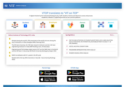 Replica of VIT website and added Back button for some pages design figma prototype typography ui uxui wireframe