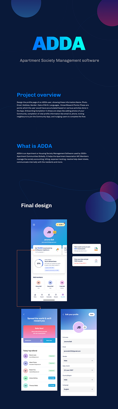 ADDA- Profile Page adda apartment security design figma society management software ui